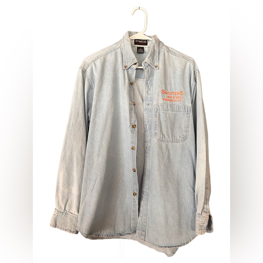 Thick Light Wash Denim Shirt Over Shirt 100% Cotton